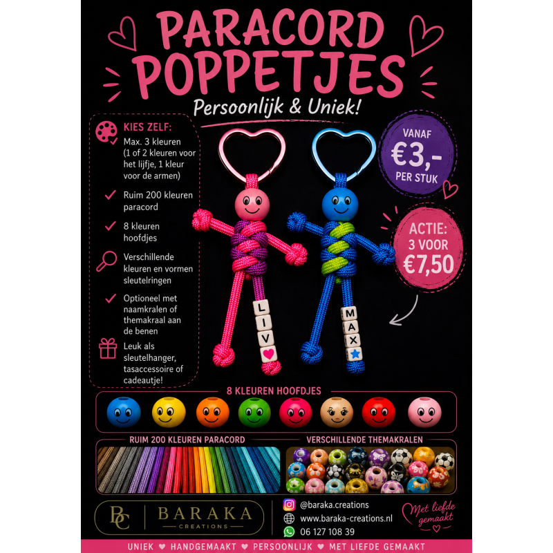 Personaliseer uw Paracord Poppetje Sleutelhanger