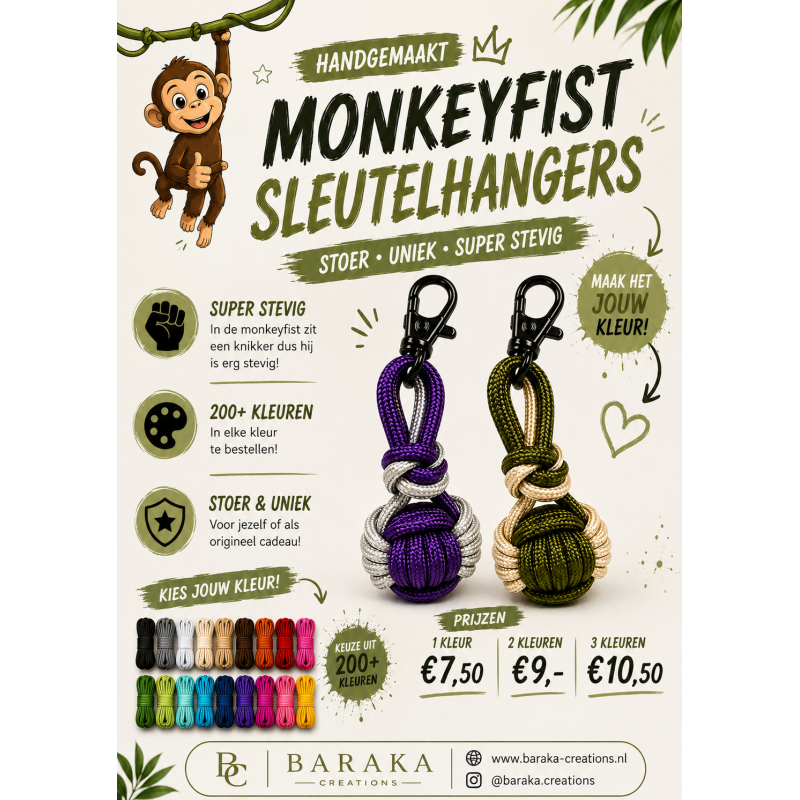Personaliseer uw Monkey Fist Sleutelhanger 